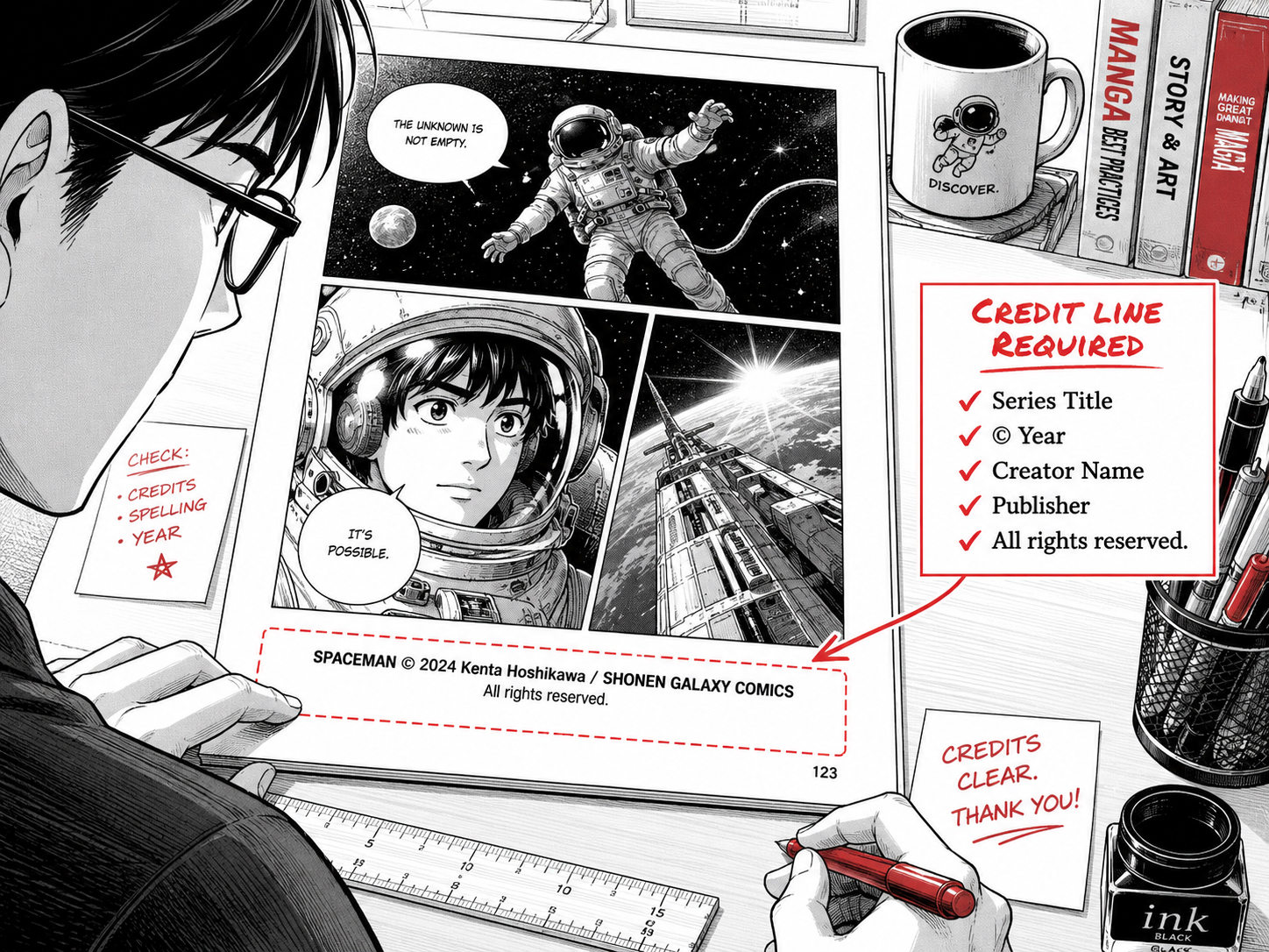 Spaceman.co.jp の出典表記が入った漫画ページ