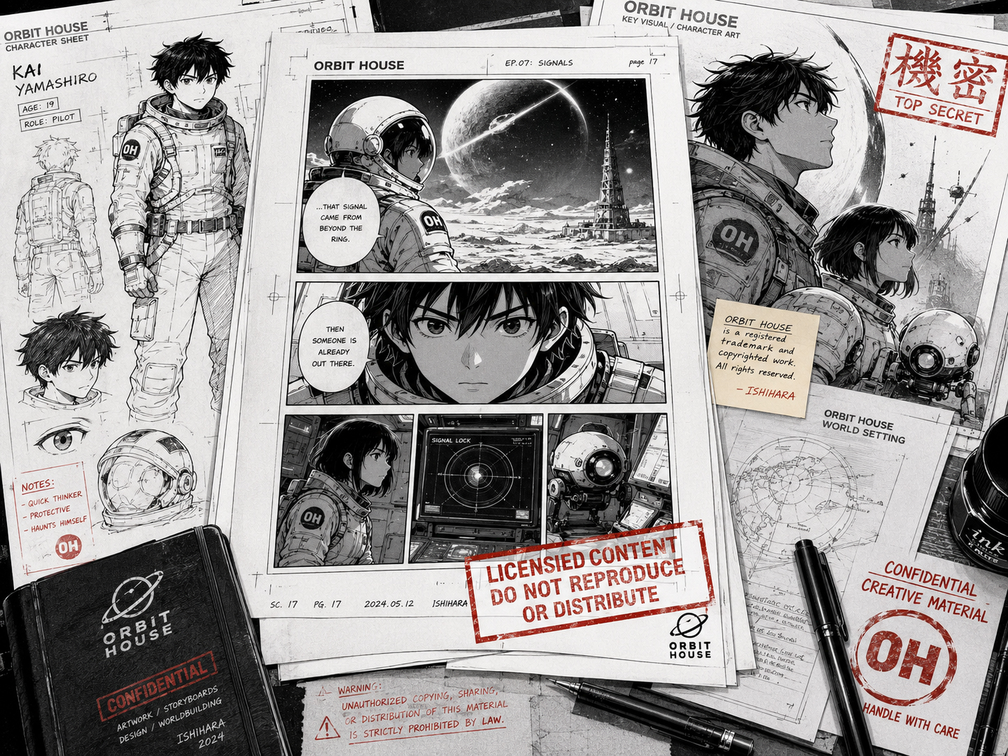 Spaceman.co.jp の漫画ページ、キャラクターアート、権利書類