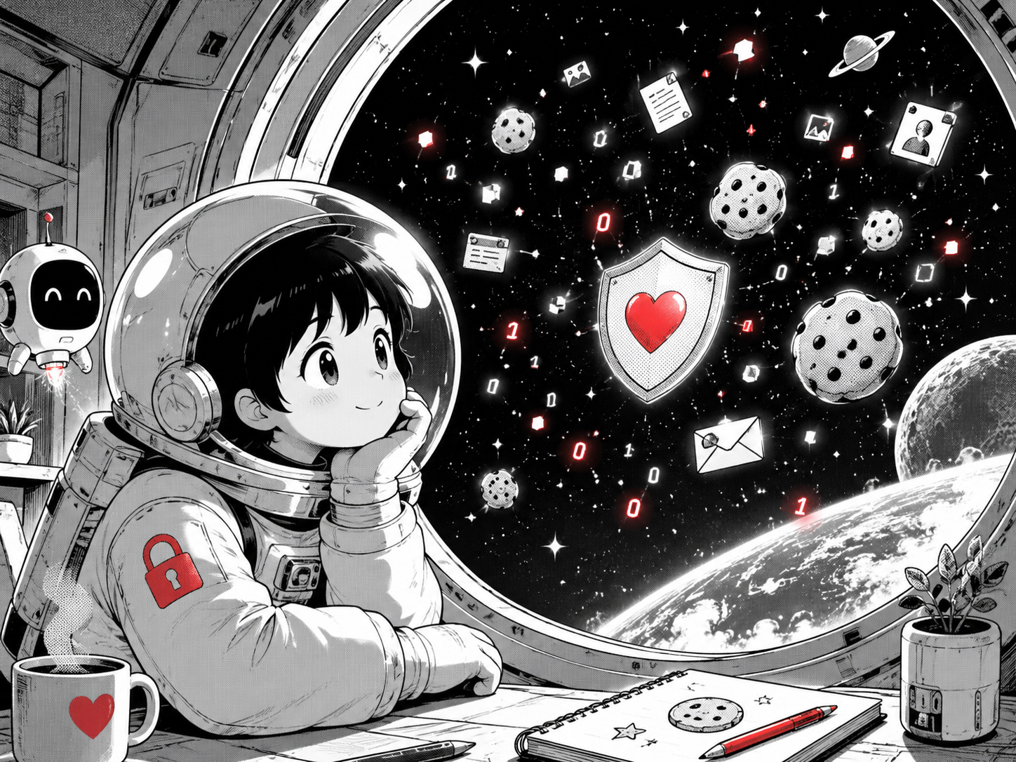 宇宙空間に浮かぶCookie風の小さなデータ片
