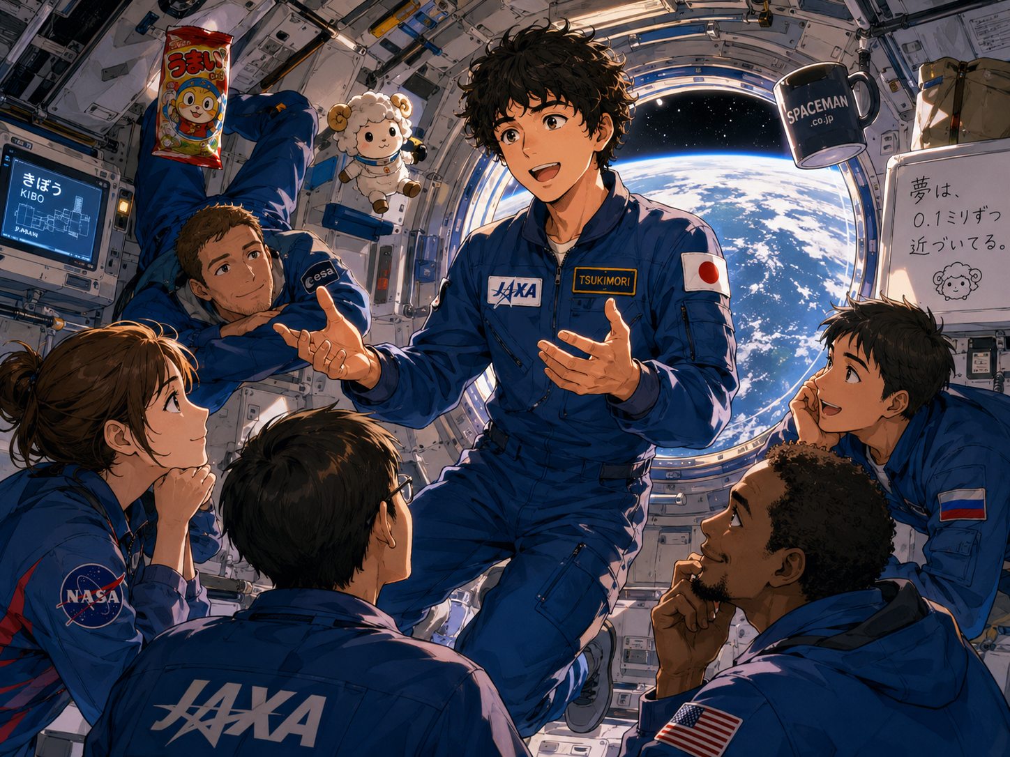レイの話を静かに聞く乗員たち